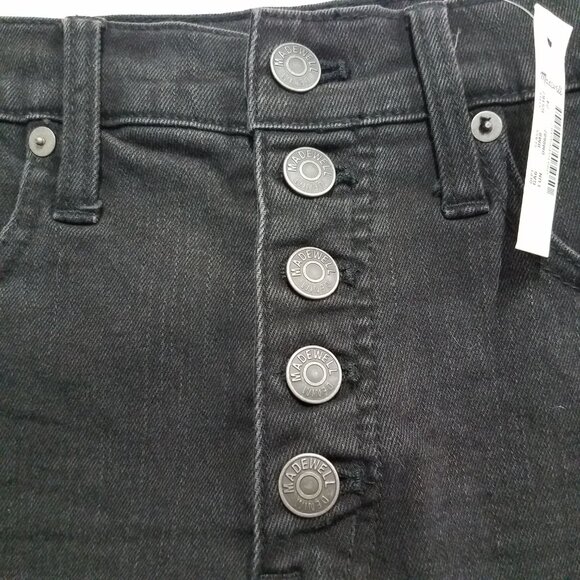 Madewell High Rise Denim Jean Shorts Womens 24 G5167 Black Button Front Fly - Picture 2 of 6